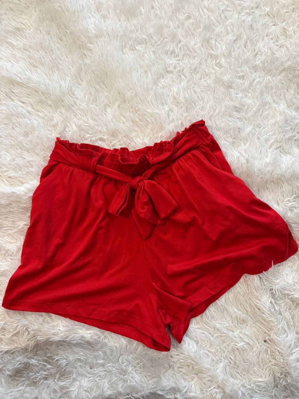 Red Tie-Waist Lounge  M Shorts